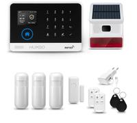 HUXGO® HXA003 Sistema di allarme casa senza fili con radio Sirena solare WiFi + GSM | Impianto allarme casa kit con 1x sensori di allarme per finestre/portes, 3x rilevatori di movimento