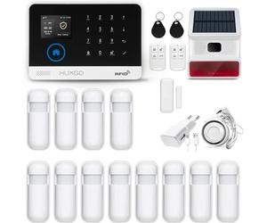 HUXGO, HXA003 Sistema di allarme wireless con 12 sensori di movimento e una seconda sirena wireless, Moduli: WiFi + GSM 4G, applicazione TUYA Smart, controllo del telefono, SMS, lingua italiana