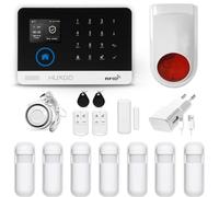 HUXGO, HXA003 Sistema di allarme wireless con 7 sensori di movimento + sirena wireless aggiuntiva, Due moduli: WiFi + GSM, applicazione TUYA Smart, controllo del telefono, SMS, lingua italiana