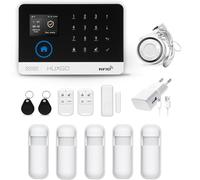HUXGO, HXA003 sistema di allarme wireless WiFi + GSM con 5 sensori di movimento, allarme per ufficio, casa, appartamento, garage, controllo del telefono, SMS, applicazione TUYA Smart, lingua italiana