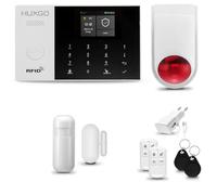 HUXGO® HXA005 Allarme casa senza fili con radio Sirena esterna WiFi + GSM | Impianto allarme casa kit con 1x sensori di allarme per finestre/portes, 1x rilevatori di movimento