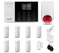 HUXGO® HXA005 Sistemі di allarme casa senza fili con radio Sirena esterna WiFi + GSM | Impianto allarme casa kit con 1x sensori di allarme per finestre/portes, 7x rilevatori di movimento