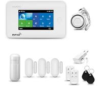 HUXGO® HXA006 Allarme casa senza fili WiFi + GSM 4G con Sirena | Kit allarme con 1x rilevatore di movimento, 3x sensori per porte e finestre, telecomando |TUYA Smartlife App
