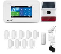HUXGO® HXA006 Allarme casa senza fili WiFi + GSM 4G con wireless Sirena solare | Kit allarme con 1x rilevatore di movimento, 9x sensori per porte e finestre, telecomando | Compatibile con TUYA
