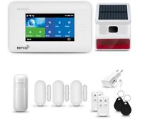 HUXGO® HXA006 Allarme casa senza fili WiFi + GSM 4G con wireless Sirena solare | Kit allarme con 1x rilevatore di movimento, 3x sensori per porte e finestre, telecomando | TUYA Smartlife App