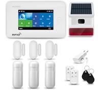 HUXGO® HXA006 Antifurto casa wireless WiFi + GSM 4G con radio sirena solare| Kit allarme senza fili: 3x rilevatori di movimento, 3x sensori di allarme per finestre/porte | Per Casa, Appartamento