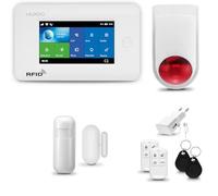HUXGO® HXA006 Sistema di allarme casa senza fili con radio Sirena esterna WiFi + GSM | Impianto allarme casa kit con 1x sensori di allarme per finestre/portes, 1x rilevatori di movimento