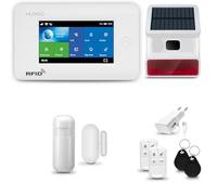 HUXGO® HXA006 Sistema di allarme casa senza fili con radio Sirena solare WiFi + GSM 4G | Impianto allarme casa kit con 1x sensori di allarme per finestre/portes, 1x rilevatori di movimento