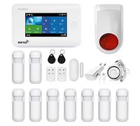 HUXGO, HXA006, Sistema di allarme wireless con 9 sensori di movimento e una seconda sirena wireless, Moduli: WiFi + GSM 4G, applicazione TUYA Smart, controllo del telefono, SMS, lingua italiana