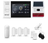 HUXGO® HXA007 Allarme casa senza fili WiFi + GSM 4G con wireless Sirena solare | Kit allarme con 1x rilevatore di movimento, 3x sensori per porte e finestre, telecomando | TUYA Smartlife App