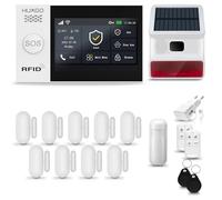 HUXGO® HXA007 Allarme casa senza fili WiFi + GSM 4G con wireless Sirena solare | Kit allarme con 1x rilevatore di movimento, 9x sensori per porte e finestre, telecomando | Compatibile con TUYA