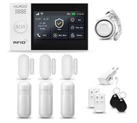 HUXGO® HXA007 Antifurto casa wireless WiFi + GSM 4G con sirena | Kit allarme casa senza fili: 3x rilevatori di movimento, 3x sensori di allarme per finestre/porte | Allarme Casa, Appartamento