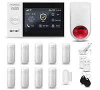 HUXGO® HXA007 Sistema di allarme casa senza fili con radio Sirena esterna WiFi + GSM | Impianto allarme casa kit con 1x sensori di allarme per finestre/portes, 9x rilevatori di movimento