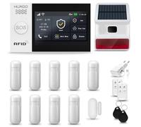 HUXGO® HXA007 Sistema di allarme casa senza fili con Radio Sirena solare esterna WiFi + GSM 4G | Impianto allarme casa kit con 1x sensori di allarme per finestre/portes, 9x rilevatori di movimento