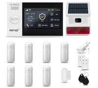 HUXGO® HXA007 Sistema di allarme casa senza fili con Radio Sirena solare WiFi + GSM 4G | Impianto allarme casa kit con 1x sensori di allarme per finestre/portes, 7x rilevatori di movimento