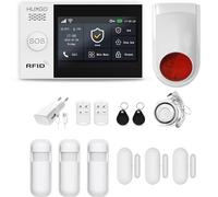 HUXGO HXA007 - Sistema di Allarme Wireless 4G con 3 Sensori di Movimento, 3 Sensori Porta/Finestra, Sirena Aggiuntiva, Moduli WiFi+GSM, App Tuya, Controllo da Telefono e SMS, Lingua Italiana