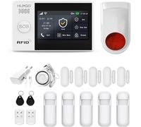 HUXGO HXA007 - Sistema di Allarme Wireless 4G con 5 Sensori di Movimento, 5 Sensori Porta/Finestra, Sirena Aggiuntiva, Moduli WiFi+GSM, App Tuya, Controllo da Telefono e SMS, Lingua Italiana