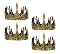 Huxibai 4 Pezzi Corona Da Re Medievale, Corona Medievale Da Uomo, Fascia Per Coronas D'Oro, Corone Principe, Accessorio Per Costumi In Maschera, Carnevale E Feste A Tema (Rame)