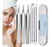 Huxibai Blackhead Remover Comedone estrattori, brufoli e rimuovi - Set di 7 pinzette | morsetto in acciaio inox per una rapida rimozione e facile