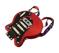 Huxibai Borsa a spalla,Borsa a tracolla alla a forma di chitarra - Borsa a tracolla con cerniera grande capacità multiuso donna diario scuola sport, rosso, Consulte la descripción
