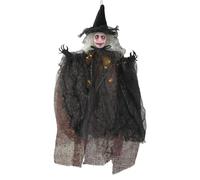 Huxibai Decorazione streghe di Halloween, ciondolo illuminato da per esterni con paura per ringhiere - decorazione spaventosa per Halloween compatta per giardino cortile casa incantata