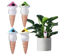 Huxibai Pali Autoriego | Dispositivi di irrigazione per piante, Automatico 4 Pezzi in Terracotta a Rilascio Lento, Idratazione a Goccia per Vasi Giardino Patio Esterno