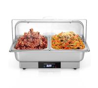 Huxibai Riscaldatore a buffet elettrico elettrico Chafing Dishes - 9Qt Chafing Dish in acciaio inox | Roll Top Chafing Dish, server a buffet elettrico con indicatore di controllo della temperatura, 2