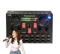 Huxibai Scheda audio per PC, mixer audio per streaming, console soundboard, pratica scheda vocale, monitor del sistema audio portatile, leggera per studio DJ stereo
