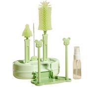 Huxibai Set di spazzole per biberon con astuccio - Spazzola detergente per biberon - Strumento per la pulizia di tettarelle e cannucce con essiccatore, per bicchieri e teiere