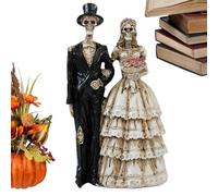 Huxibai Statua Gotica Della Coppia | Scultura In Resina Di Amanti Con Teschio Per Scrivania E Scaffale | Versatile Decorazione Gotica Per Halloween Di Sposi Per Soggiorno Uffici Cucina E Camera Da