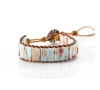 Huxolynifty Bracciale in Pietra Naturale - 3 to 6 Inch Regolabile Bracciale Rettangolare in Pietra Imperiale Naturale,Braccialetti Dell'amicizia,Idea Regalo Artigianale