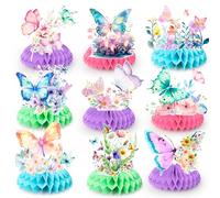 Huxolynifty Centrotavola a Nido D'ape a Forma di Farfalla, 9 Pcs, Decorazione a Nido D'ape a Farfalla per Feste di Farfalle