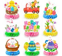 Huxolynifty Centrotavola per Feste di Pasqua, 9 Pezzi di Decorazioni per Feste di Pasqua/Uova di Pasqua di Coniglietto, centrotavola a Nido d'Ape per Decorazioni pasquali