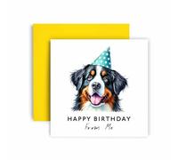 Huxters Biglietto di compleanno dal cane - Bovaro del Bernese - Happy Birthday to Dog Mum and Dog Dad - Biglietto di compleanno da cane ad amici famiglia primo compleanno (Bovaro Bernese)