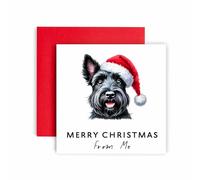 Huxters Biglietto di Natale dal cane - Scottish Terrier - Merry Christmas to Dog Mum and Dog Dad - Biglietto di Natale dal cane agli amici famiglia per il primo Natale (Scottish Terrier)