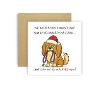 Huxters Biglietto di Natale divertente da cane pechinese per mamma, papà, cagnolino, genitori, cani - We Both Know I Didn't Buy You This Card But Can We Go Walkies Now? (pechinese)