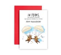 Huxters Biglietto per 14° anniversario per marito o moglie, 14 anni di incredibile Advenure and more to come Bears Wedding Anniversary Love, 14,8 cm (14 anni)