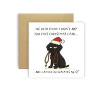 Huxters Divertente biglietto di Natale da cane labrador nero per mamma, papà, cagnolino, genitori, cani - We Both Know I Didn't Buy You This Card But Can We Go Walkies Now? (Labrador nero)
