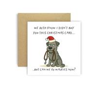Huxters Divertente biglietto di Natale di Dog Irish Wolfhound per mamma, papà, cagnolino, genitori, cani - We Both Know I Didn't Buy You This Card But Can We Go Walkies Now? (Irish Wolfhound)
