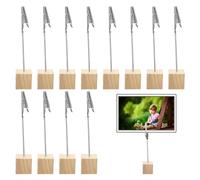 Huybaa 12 pezzi Portafoto in legno con clip a coccodrillo, porta segnaposto multifunzionali per decorazioni per ufficio, feste di matrimonio, porta menù e porta numeri da tavolo