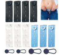 Huybaa 14 Pezzi Allarga Pantaloni Set, Estensori Elastici in Vita, Estensori di Bottoni Regolabili per Jeans e Pantaloni (Nero, Blu, Bianco) - Ideale per Gravidanza, Uomo e Donna