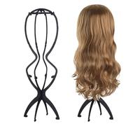Huybaa 2 Pezzi 50 cm Lunghi Pieghevole Portatile per Parrucche Plastica Porta Pieghevole Altezza Regolabile Porta Parrucca Donna Testa(Nero)