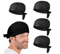 Huybaa 4 Pezzi Cappellino da Chef, Cappello da Cuoco Nero, Cappello Cucina Regolabile, Bandane Cucina per Cuoco, Cappelli Bandana Unisex Cucina Berretto da Lavoro per Adulti, Fornai, Hotel, Ristorante
