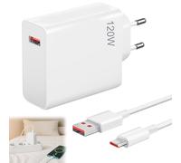 Huybaa Caricabatterie xiaomi 120w, Caricabatterie Rapido 120W Turbo con cavo USB C 6A da 2m, per Xiaomi 12 13 14 xiaomi POCO F7 Ultra F6 Redmi Turbo 4 3 Note 14 13 12 11 Pro ecc