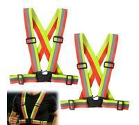 Huybaa Gilet catarifrangente ad alta visibilità, set di 2, elastico regolabile in vita, adatto per uomini e donne, adatto per ciclismo, motociclismo, jogging, doppio colore (giallo arancio), medio
