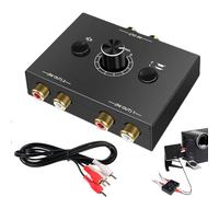 Huybaa RCA L/R Commutatore Audio Switch 2(1)-In-1(2)-Out, Analog Aux Interruttore Scatola con Volume, HIFI Stereo Suono Selettore Deviatore Sdoppiatore per Ampli Cuffie PC Casse Phono