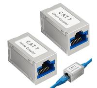 Huybaa Set di 2 Connettori RJ45 10 Gbps,Accoppiatore RJ45 Schermato,Connettore Ethernet Femmina Femmina,Connettore Prolunga Cavo Lan per Cat7 Cat6 Cat5,Bianco