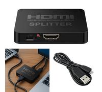 Huybaa Splitter HDMI 1 in 2 out 4K@60Hz 3D, duplicatore di mirroring dello schermo per TV/proiettore/monitor, plug and play, HDCP 2.2, 4K Ultra HD 1080P, nessuna perdita audio, cavo USB incluso