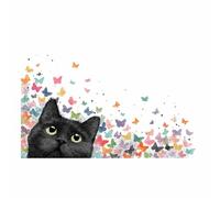 HUYEEI Animale Quadro su Tela, Gatto che gioca con le farfalle, Quadri Moderni Stampe Soggiorno Camera Letto appartamento Poster Parete Immagine Decorazione(nero)-30x50cm Non incorniciato