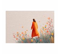 HUYEEI Boutique Stampe e Quadri su Tela Religiosi Camminare lungo il sentiero fiorito Gesù Poster Moderni per la decorazione della casa Regali di compleanno(beige62)-20x30cm Non incorniciato